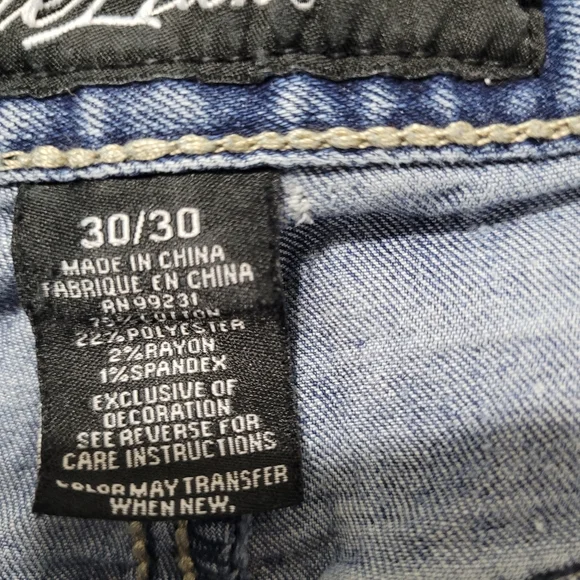 True Luck Men's Miles Straight Distressed Jeans Size 30/30 Casual Acid Wash - Picture 8 of 13